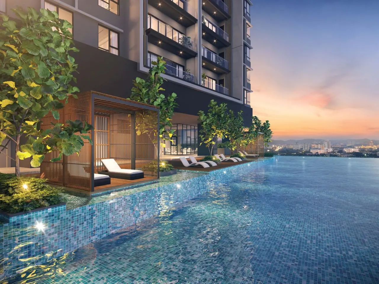 Infinity pool at sunset